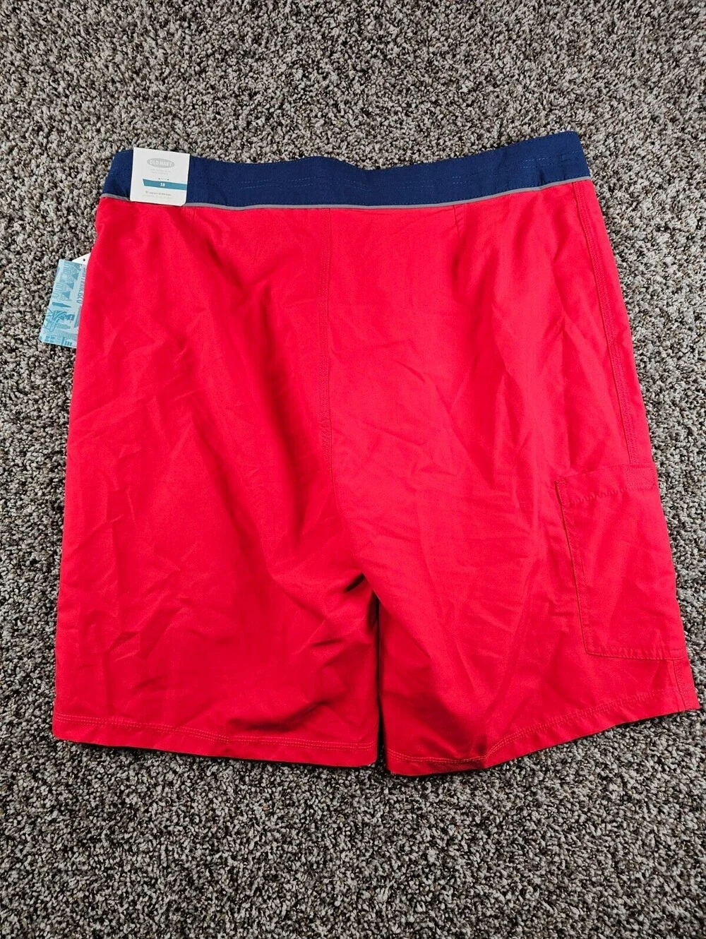 Old Navy Mens Sz 38 Swimsuit Swim Trunks Board Shorts Red Navy Blue NEW